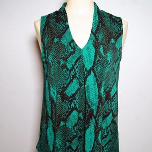 Worthington Womens V-Neck Sleeveless Blouse, Green/black, XS